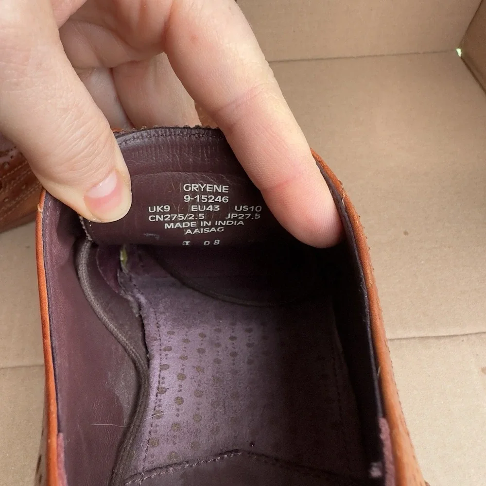 Ted Baker Gryene Leather Wingtip Oxford Shoes Tan Brown Men's 10 / EU 43